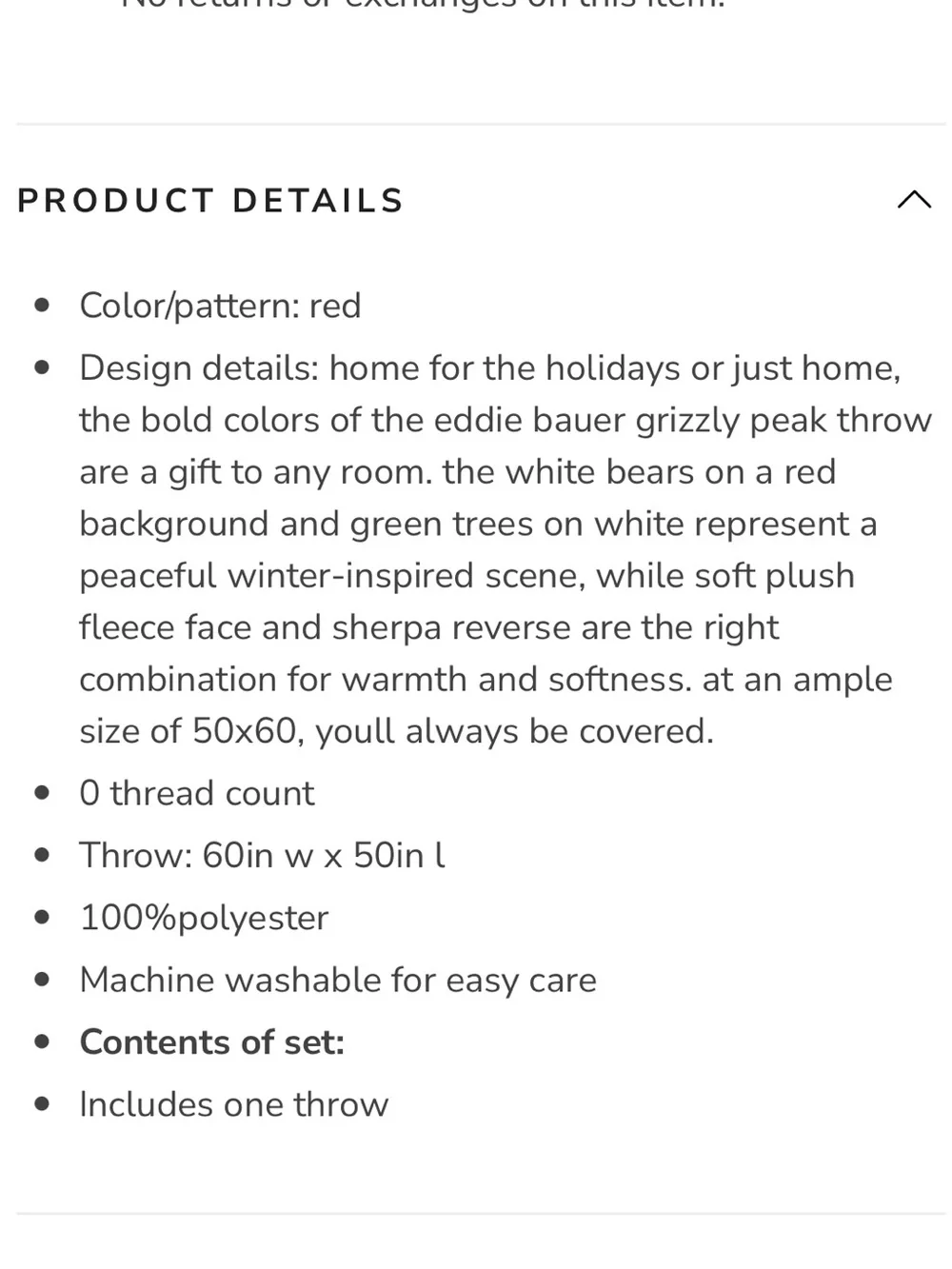 Eddie Bauer Red White Green Bear & Tree Grizzly Peak Sherpa Throw Blanket